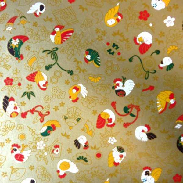 画像2: 京染千代紙　酉柄（各色） (2)