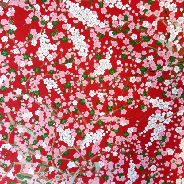 画像2: 江戸千代紙 大判 ゆしまの梅林(赤) (2)