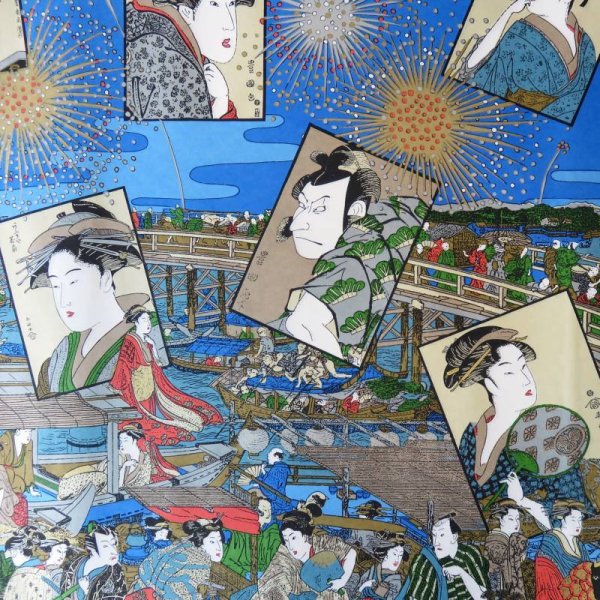 画像4: 江戸千代紙　大判　両国の花火（青） (4)